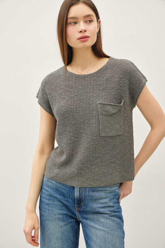 Be Cool Patch Pocket Cap Sleeve Top
