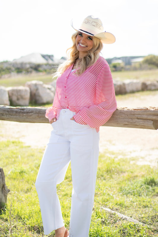 Oddi Pink Stripe Blouse
