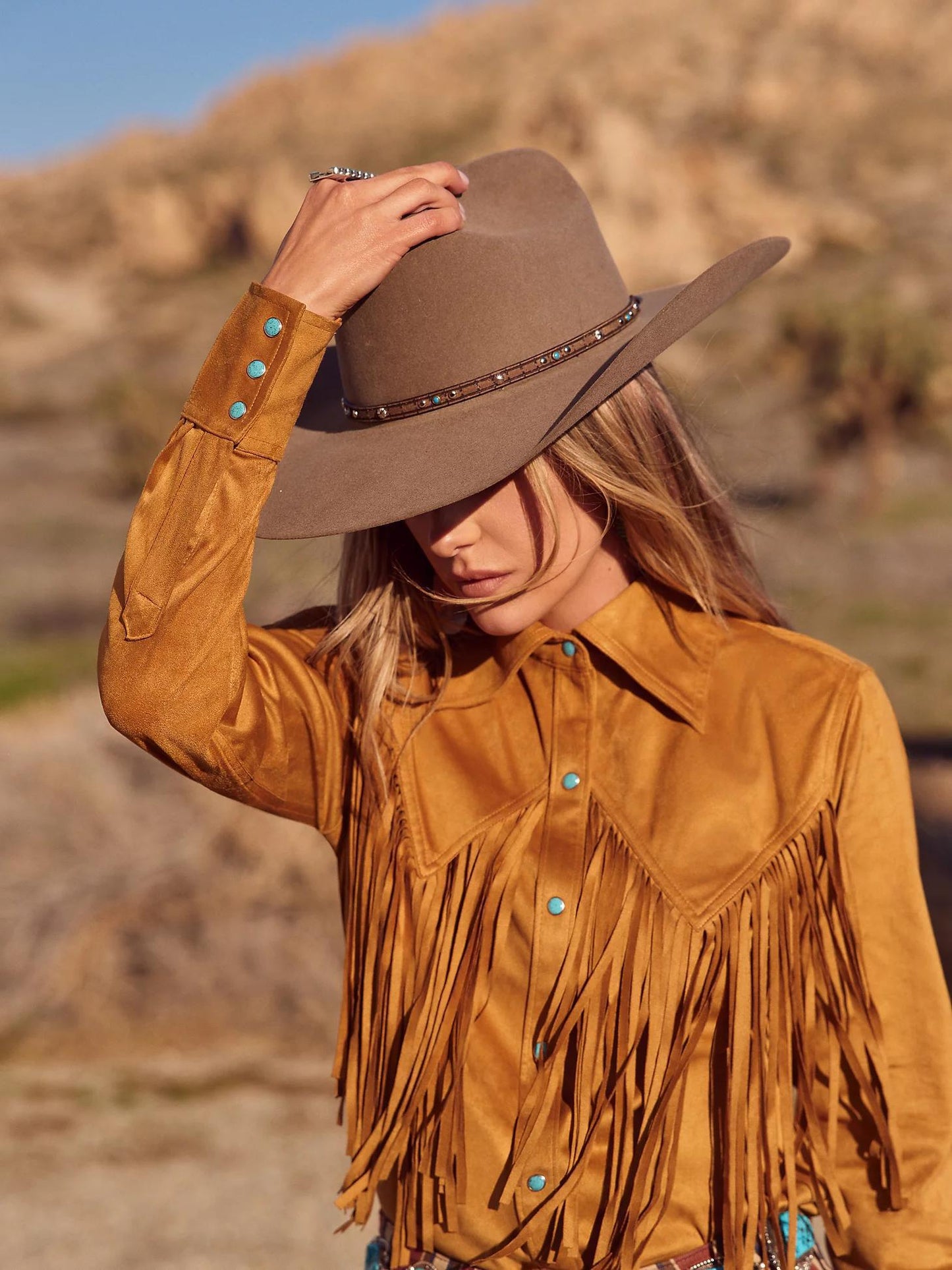 Wrangler Lainey Faux Suede Fringe Shirt