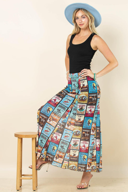 Avery Western Print Maxi Mesh Skirt