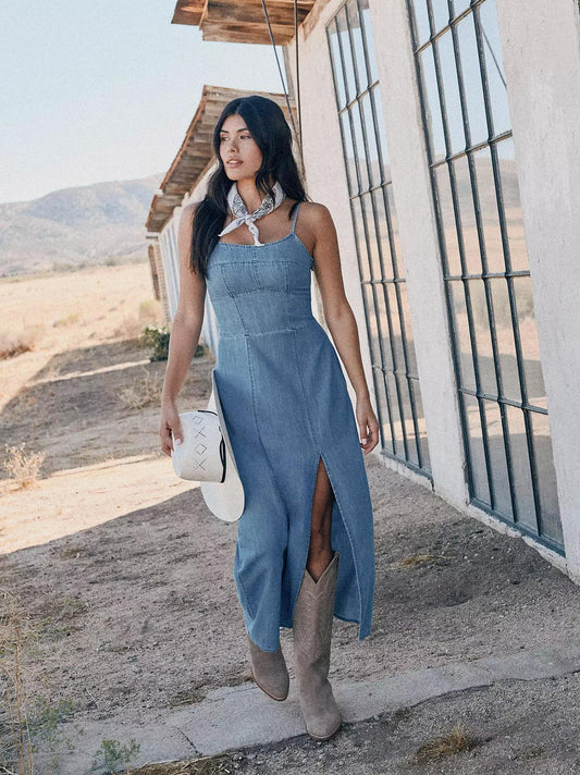 Wrangler Denim Slit Maxi Dress