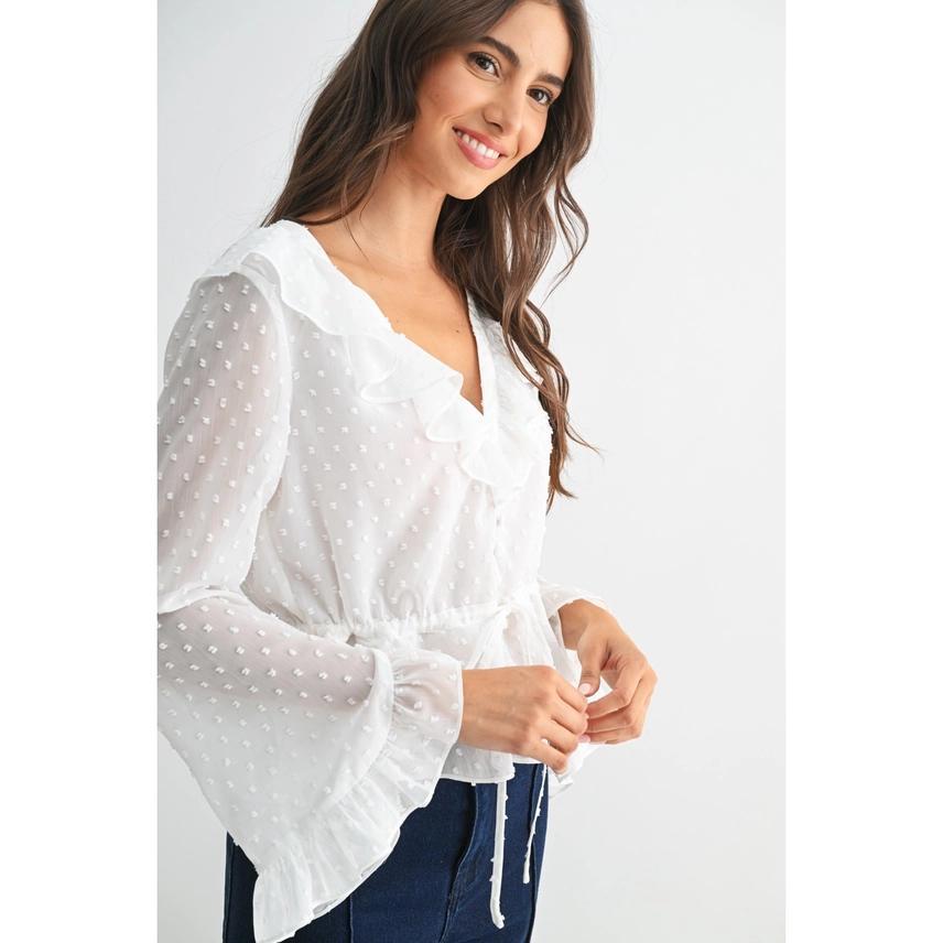Cam White Ruffle Blouse