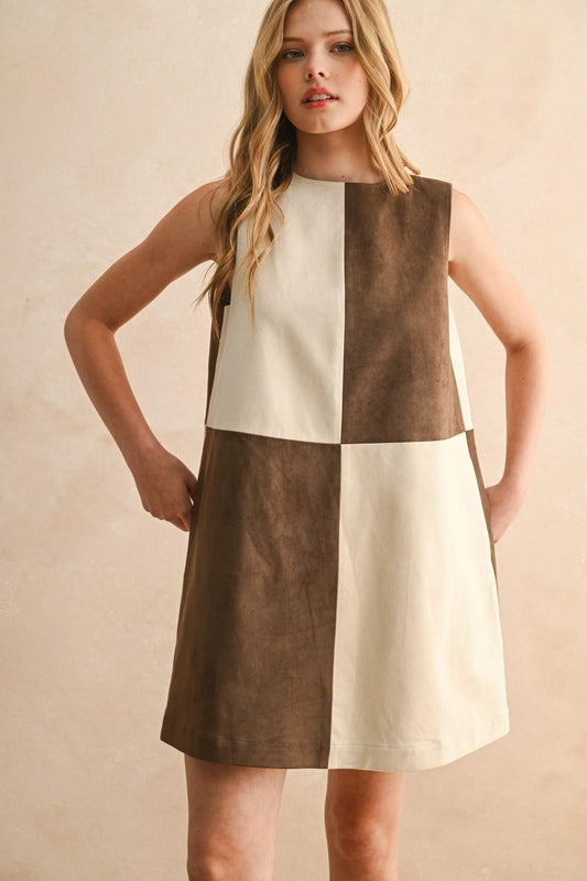 Miou Muse Suede Color Block Dress