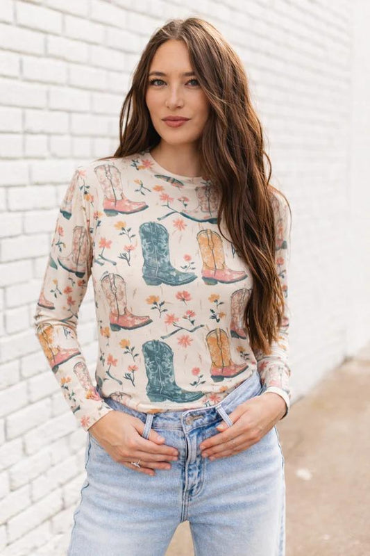 TH Multi Blush Boot Mesh Top