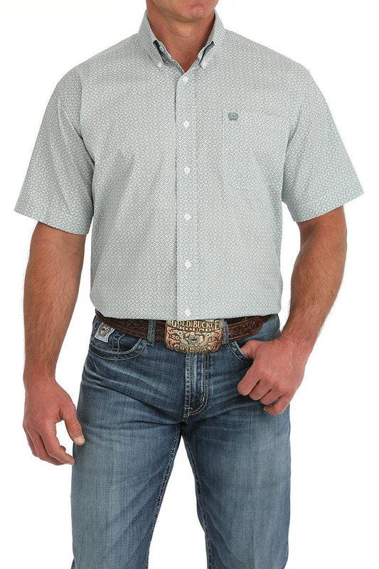Cinch Men's Lt Green Print SS Shirt