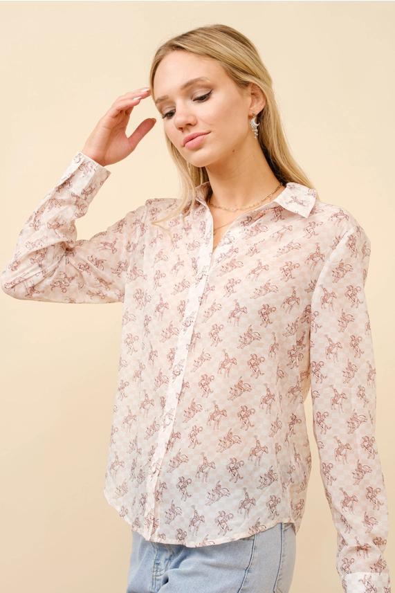Chiffon Western Print Blouse