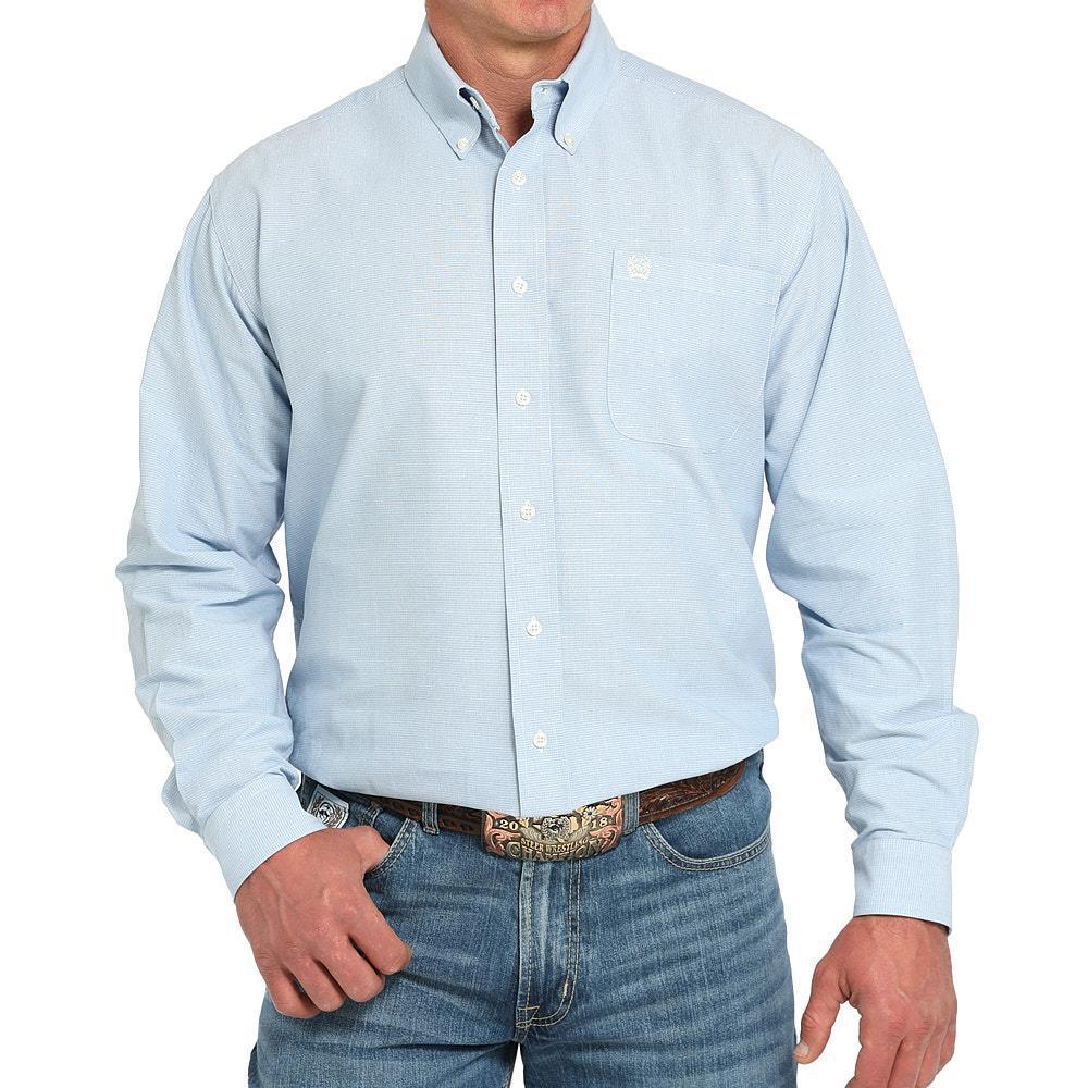 Cinch Mens Light Blue Solid Shirt