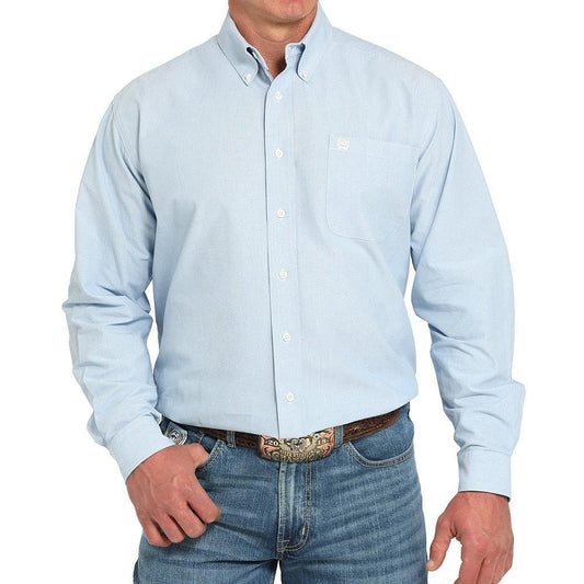 Cinch Mens Light Blue Solid Shirt