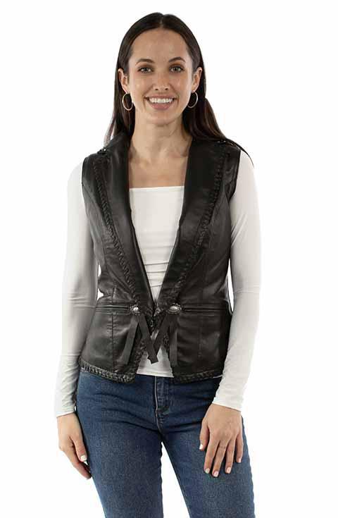 Scully Black Lamb Skin Stud Vest