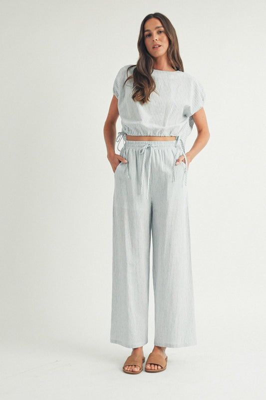 Elle Grey Light Blue Stripe Pants