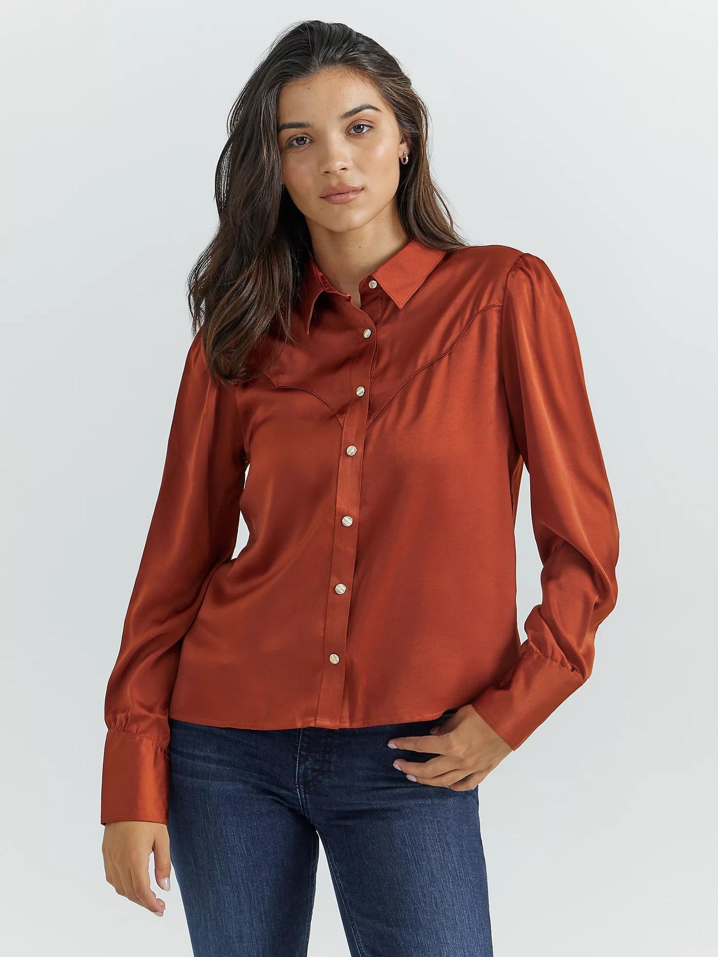 Wrangler Burnt Orange Satin Blouse