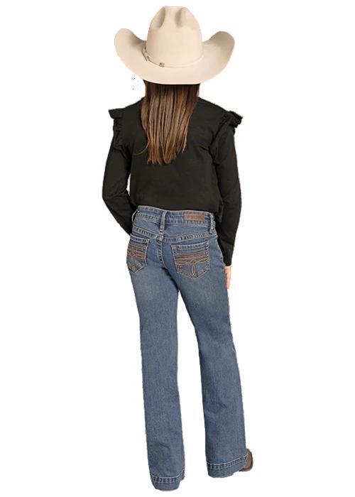Rock&Roll Girls Raised Denim Boot Stitch Jeans