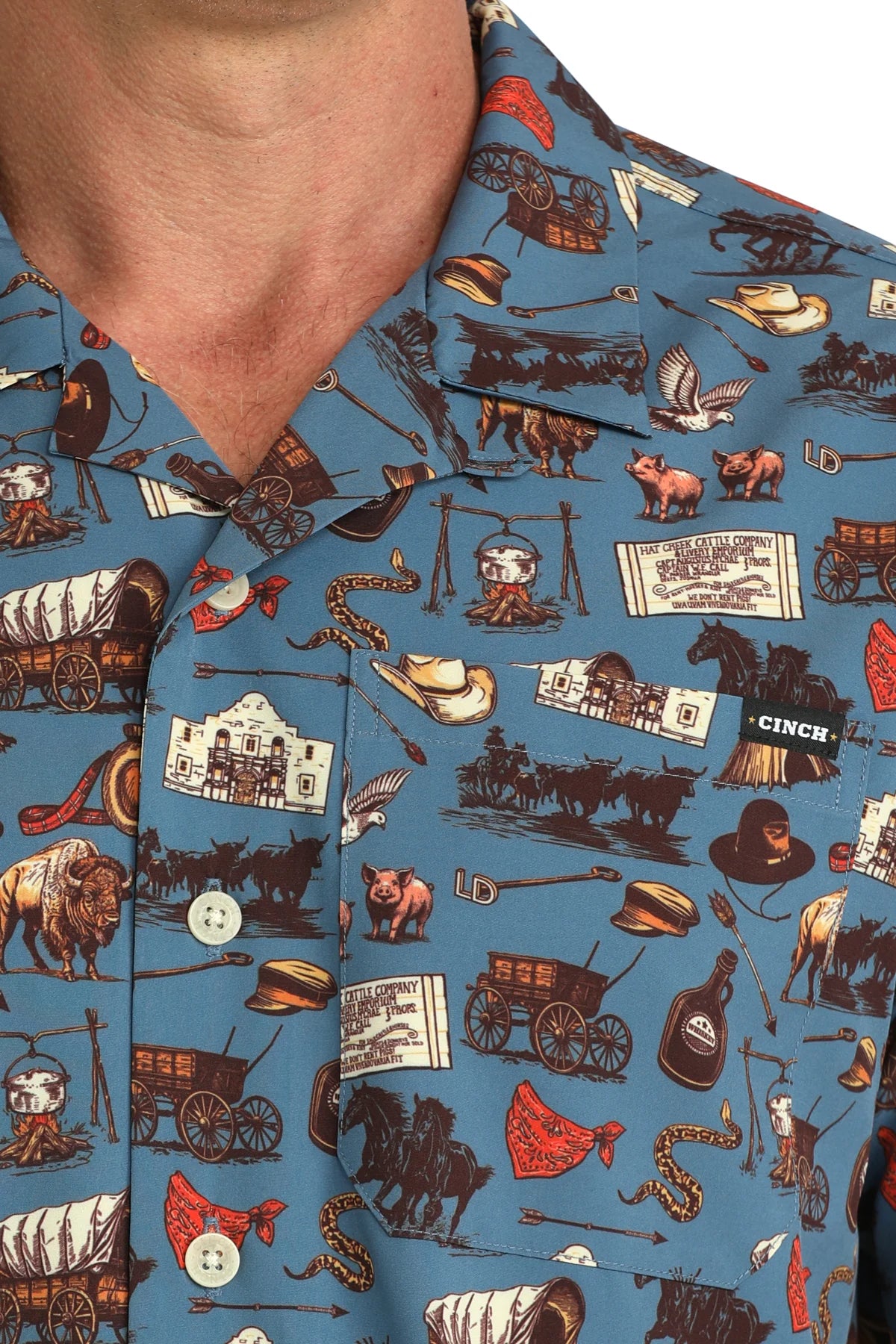 Cinch Men's Texas Print Camp Shirt