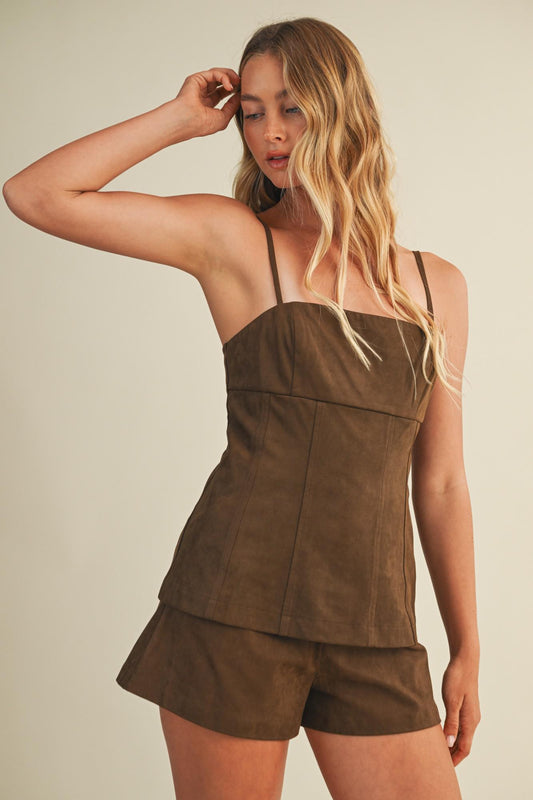 Mustard Seed Brown Straight Neck Cami Top