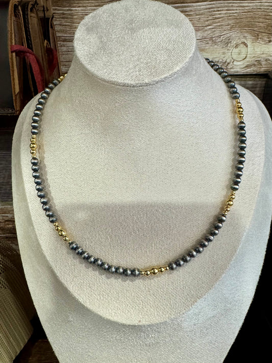 18" 5mm Silver/Gold Navajo Necklace