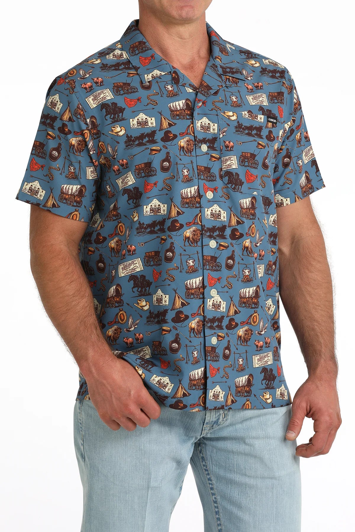 Cinch Men's Texas Print Camp Shirt