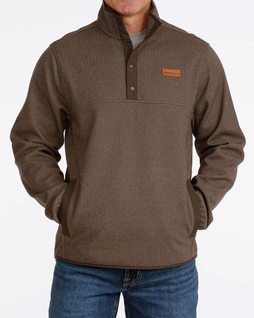 Cinch Mens Brown Herringbone Pullover