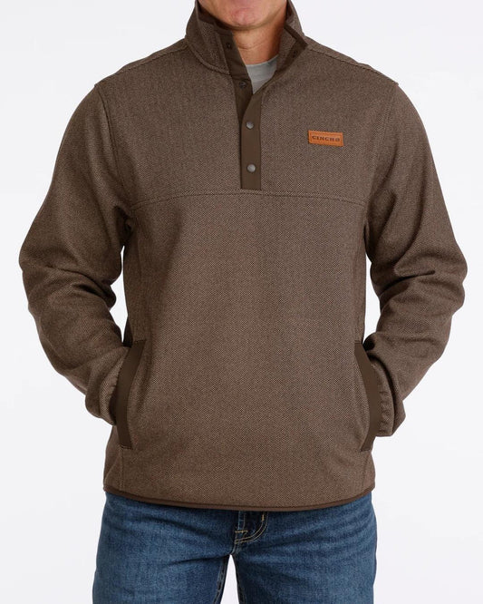 Cinch Mens Brown Herringbone Pullover