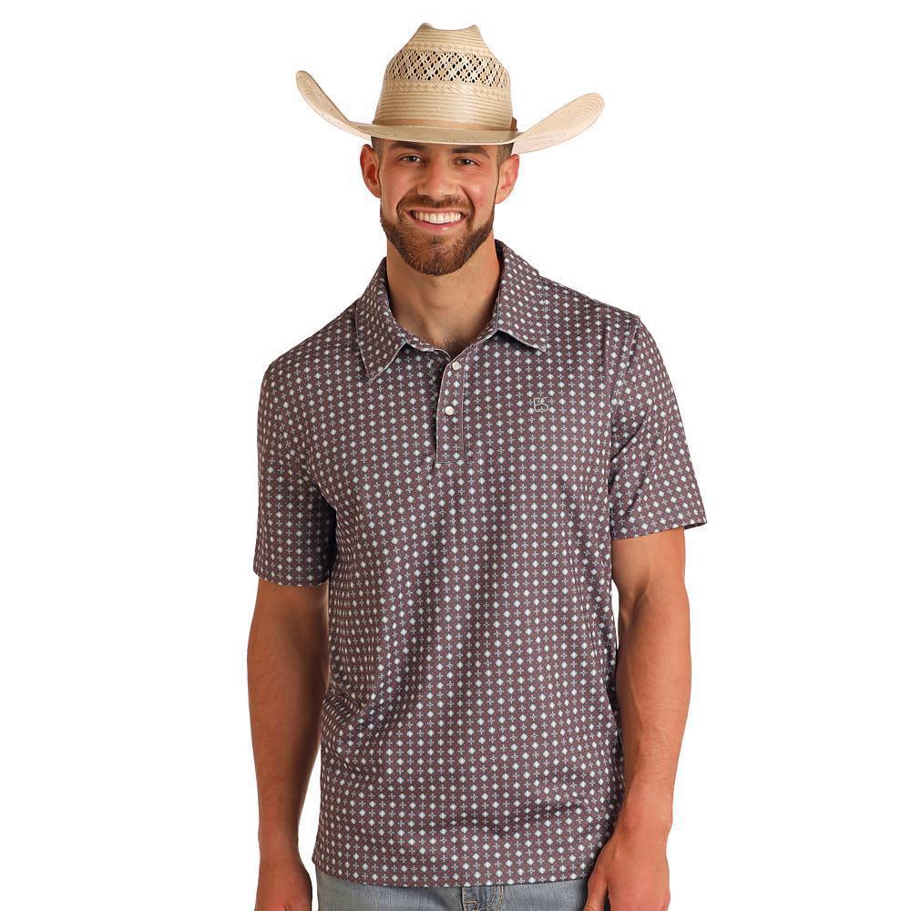 Panhandle Grey/Red Geo Print Polo