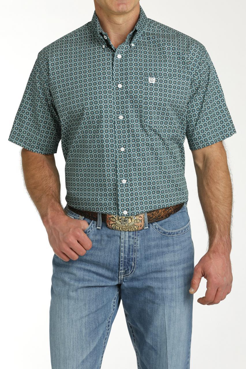 Cinch Teal Geometric Shirt