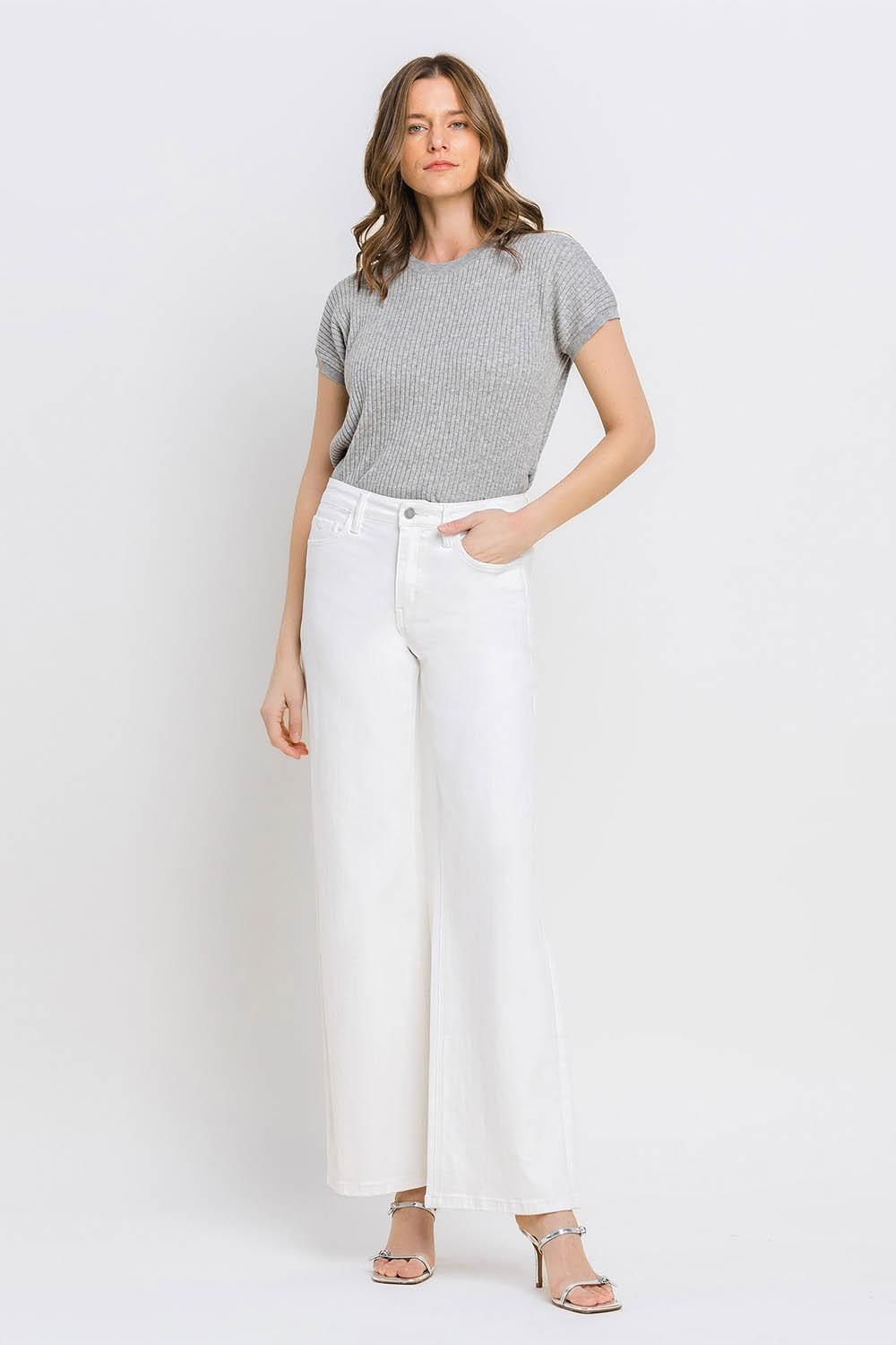 Vervet High Rise Wide Leg Jean White - Petticoat Junction