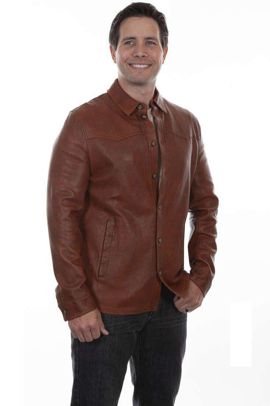 Scully Men's Leather Shirt Jacket Cognac