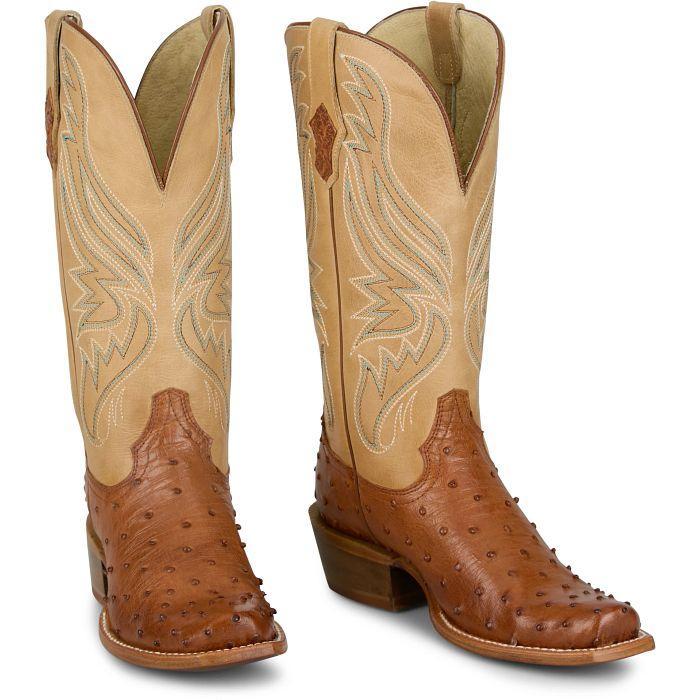 Tony Lama Zaire Cognac Full Quill Ostrich Boot