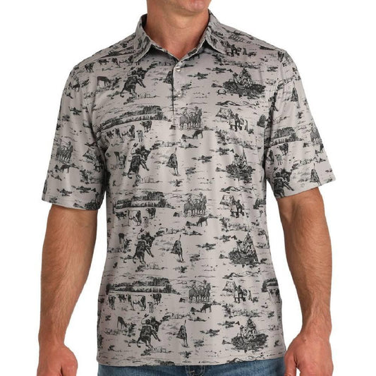 Cinch Grey Western Polo