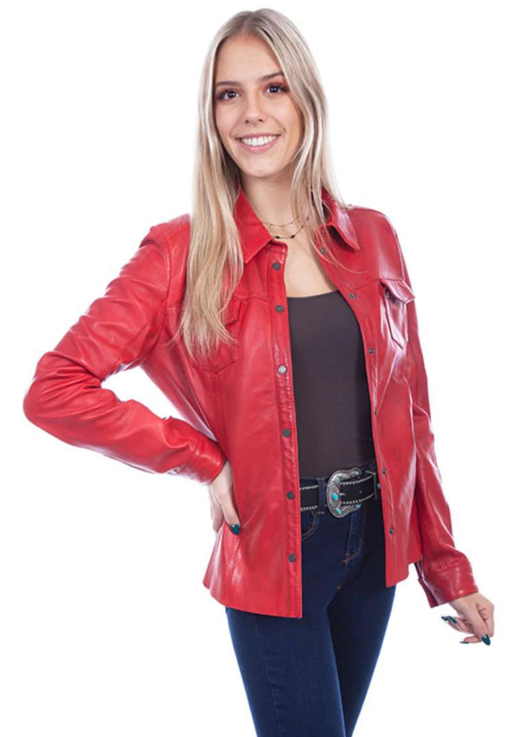Scully Snap Front Lamb Skin Jacket Red