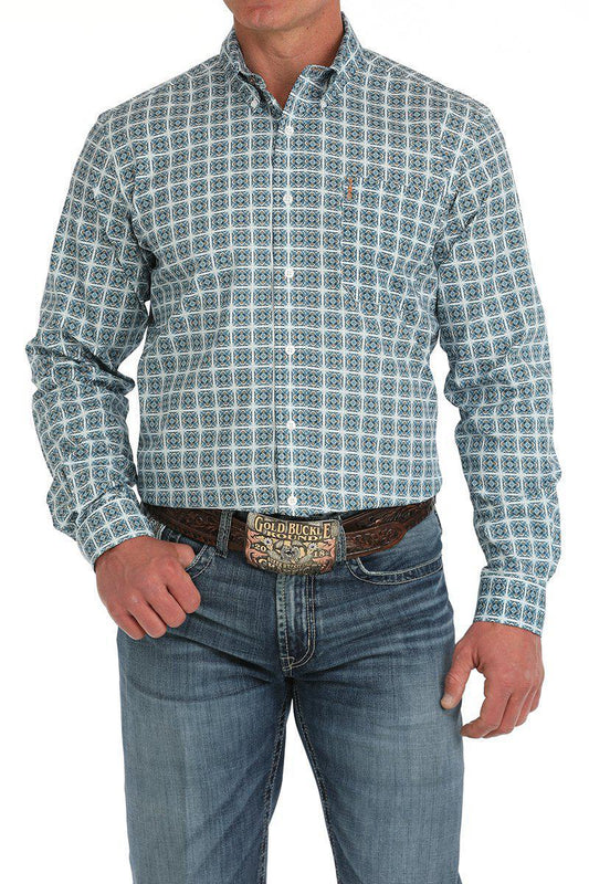 Cinch Modern Fit Teal Print Shirt
