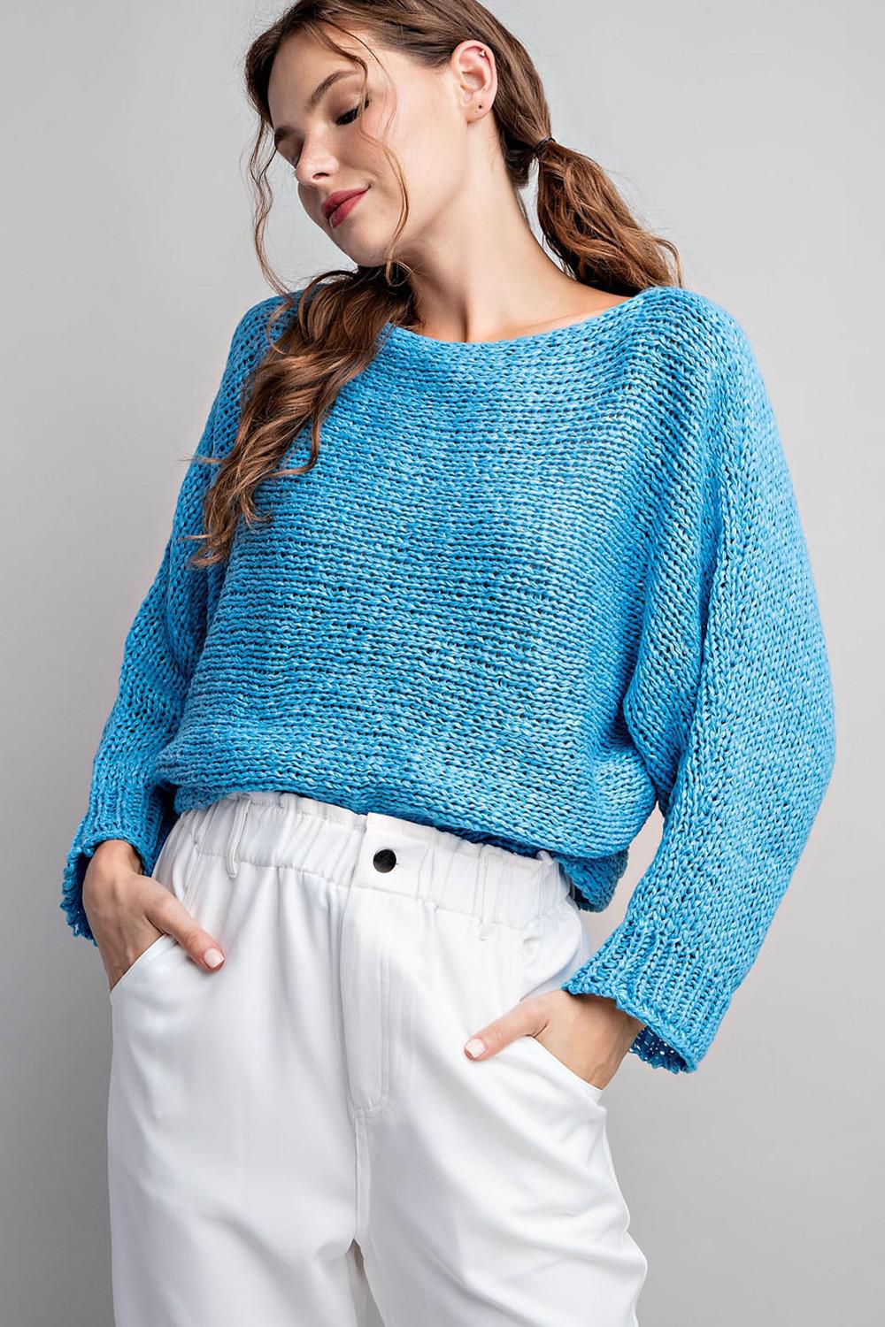 Eesome Loose Knit Sweater Blue