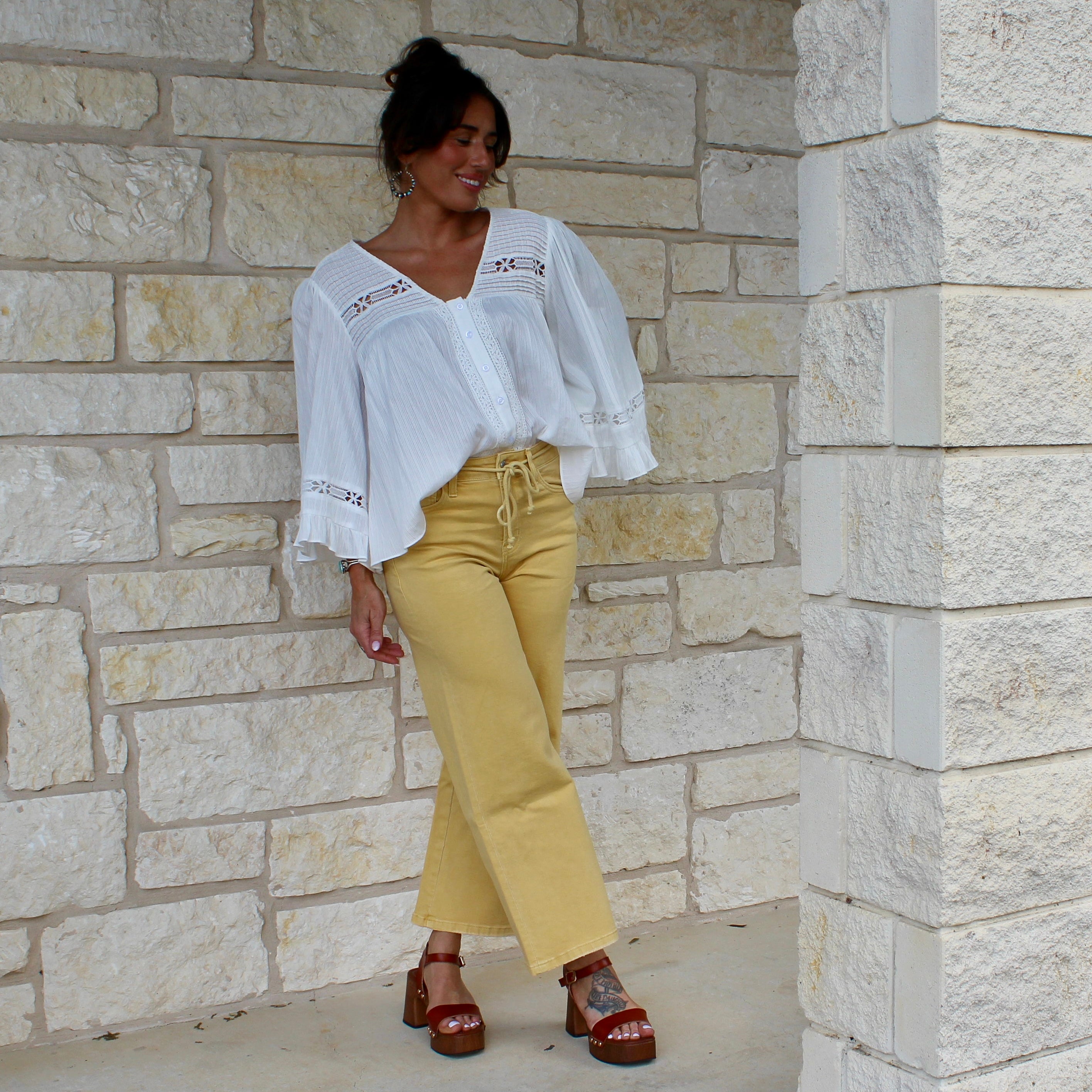 Vervet Marigold HR Drawstring Wide Crop – Petticoat Junction