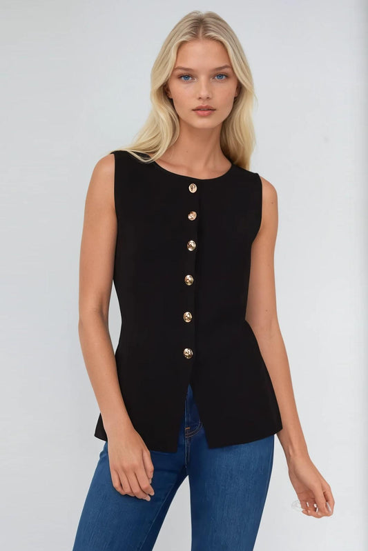 WL Black Gold Button Knit Vest