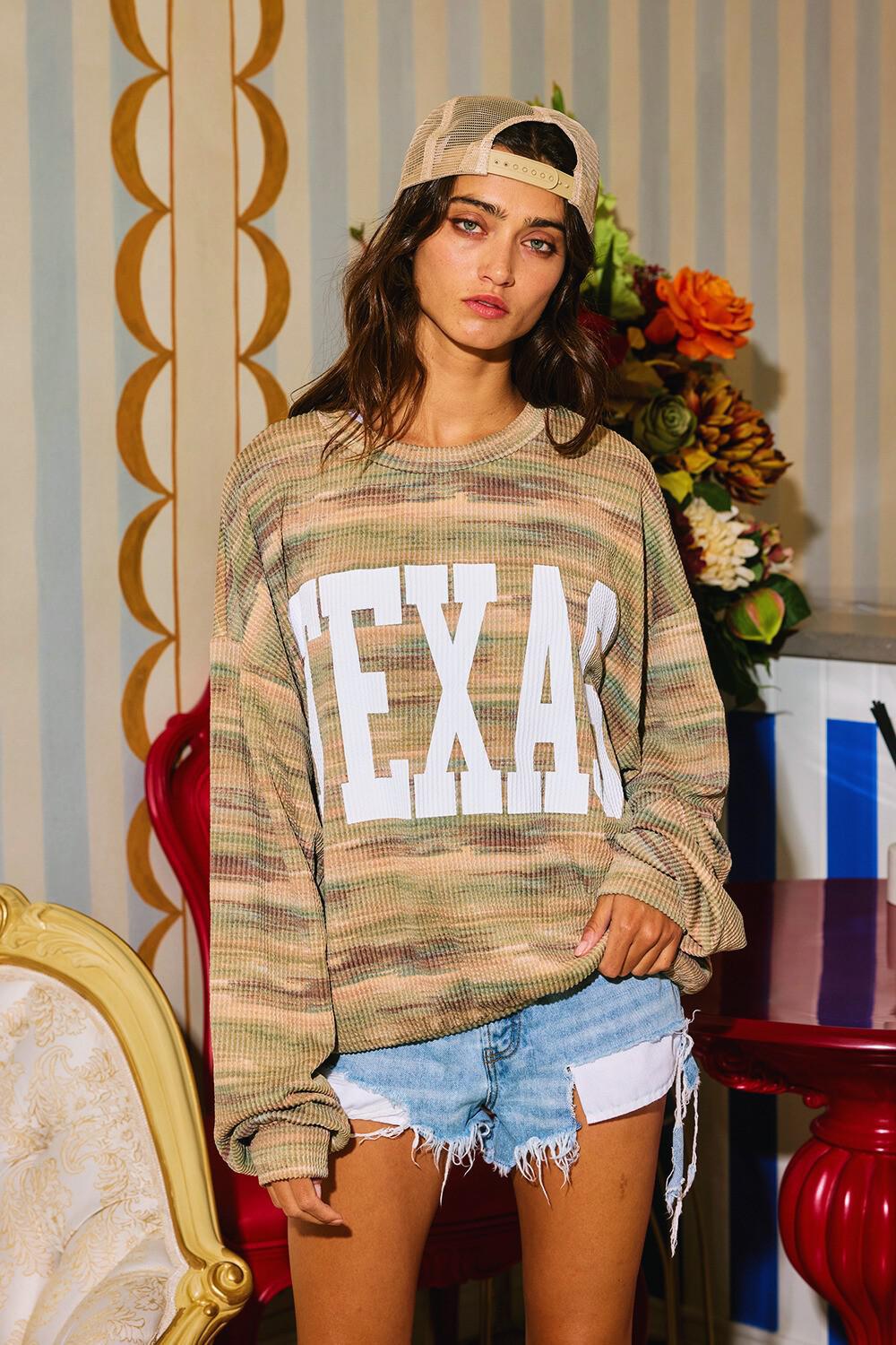 BL Olive Texas Graphic Comfy Top