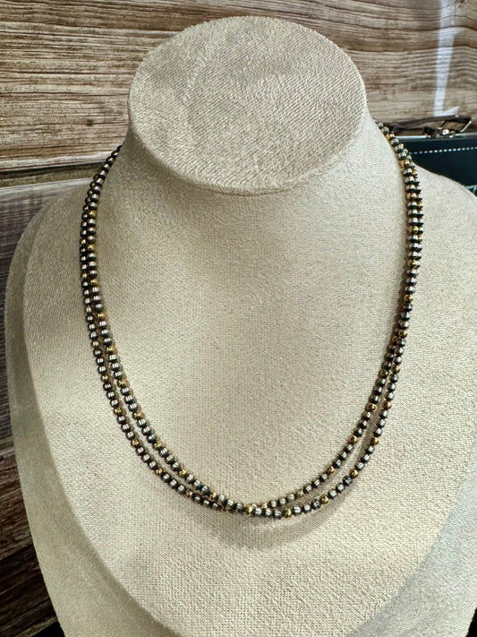 16" 3mm Silver/Gold Bead Necklace