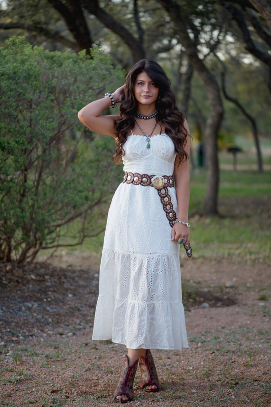 Taelynn White Eyelet Cami Dress