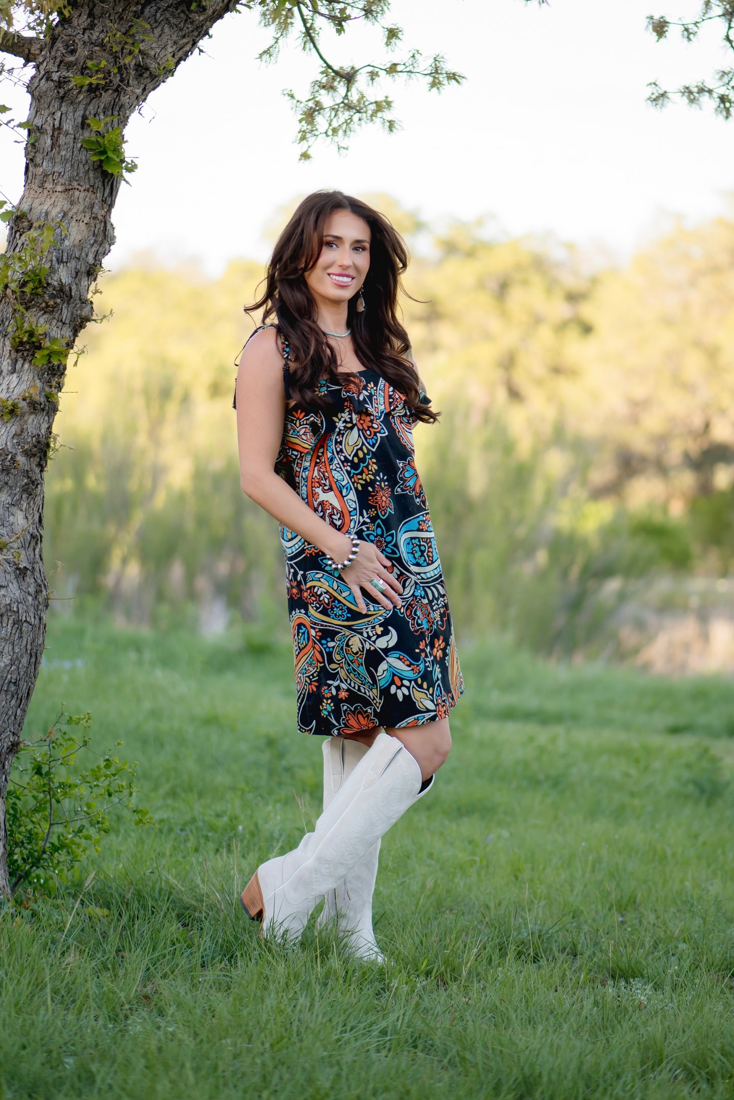 Pinch Paisley Print Ruffle Mini Dress