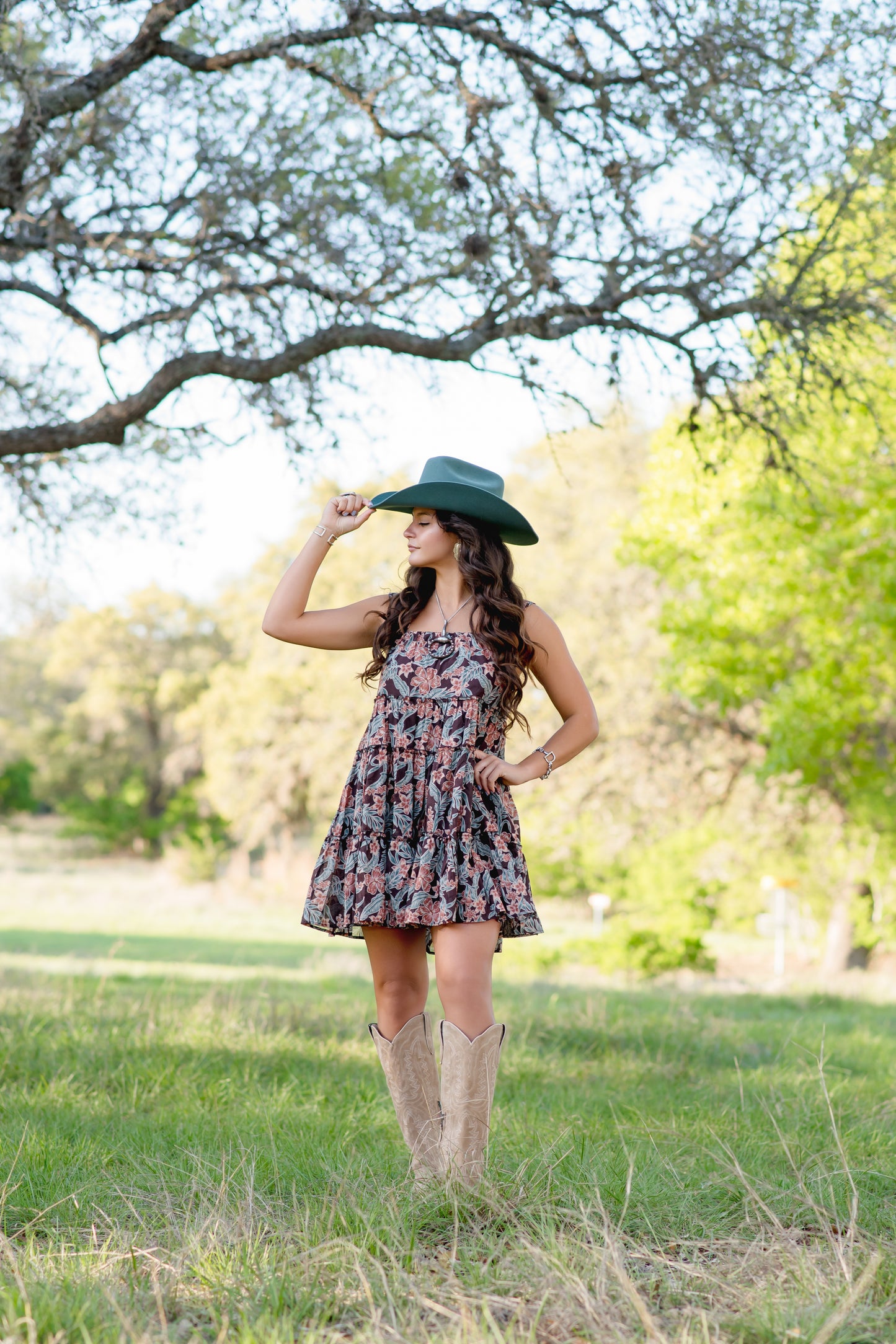 Wishlist Brown Floral Tiered Sun Dress