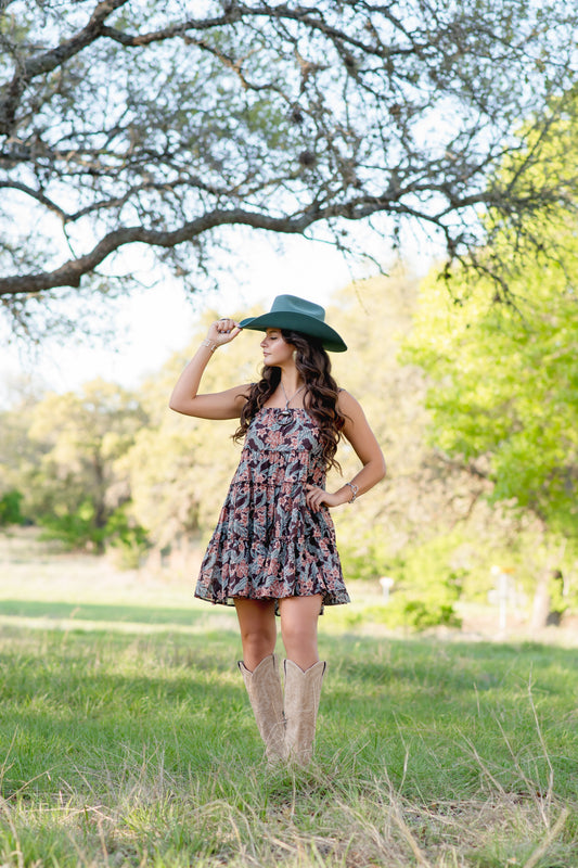 Wishlist Brown Floral Tiered Sun Dress
