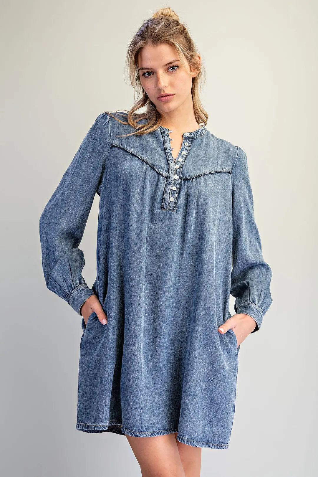 Eesome Denim Button Down Dress