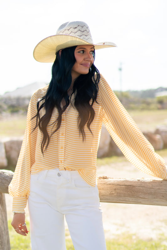 Oddi Yellow Stripe Blouse