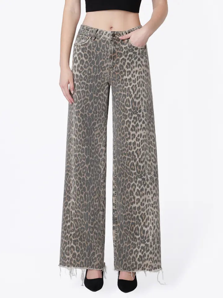 Flying Monkey Leopard Wide Leg Jean