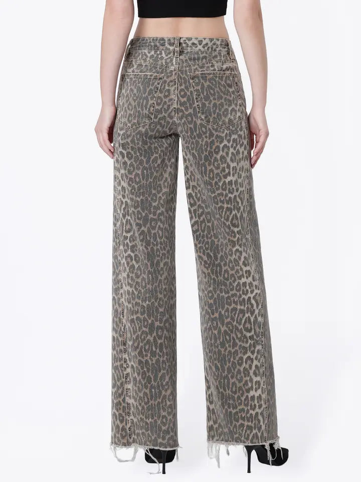 Flying Monkey Leopard Wide Leg Jean