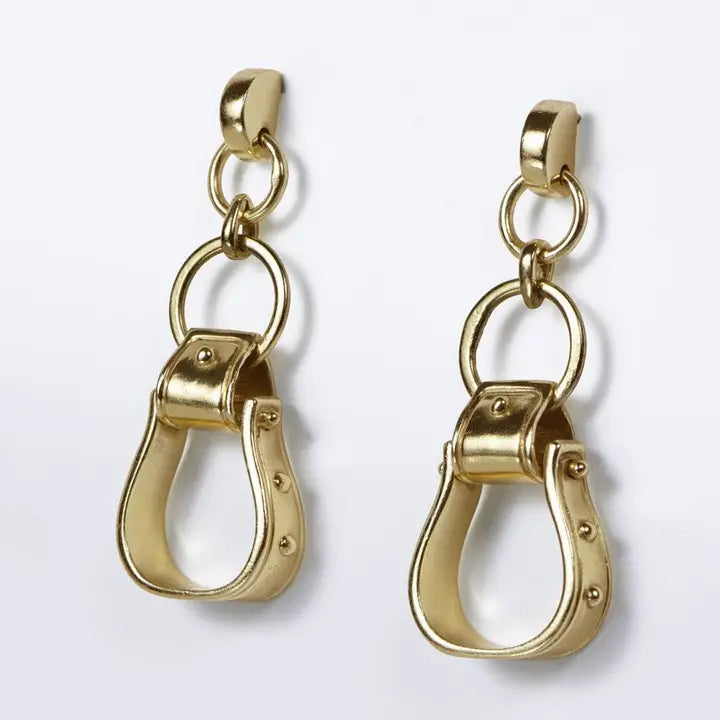 UE-Cheyenne Western Riding Stirrup Earrings Gold
