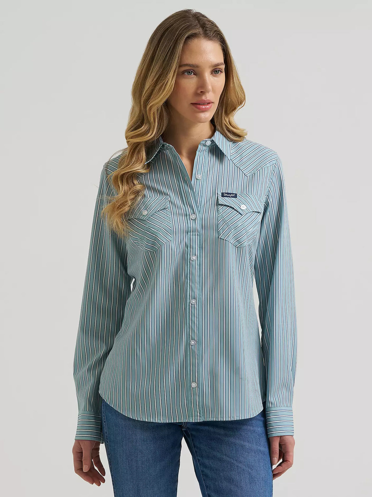 Wrangler Green Stripe Snap Shirt