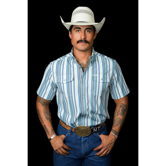 Ferrell The James in Light Blue - Short Sleeve Snap - Petticoat Junction