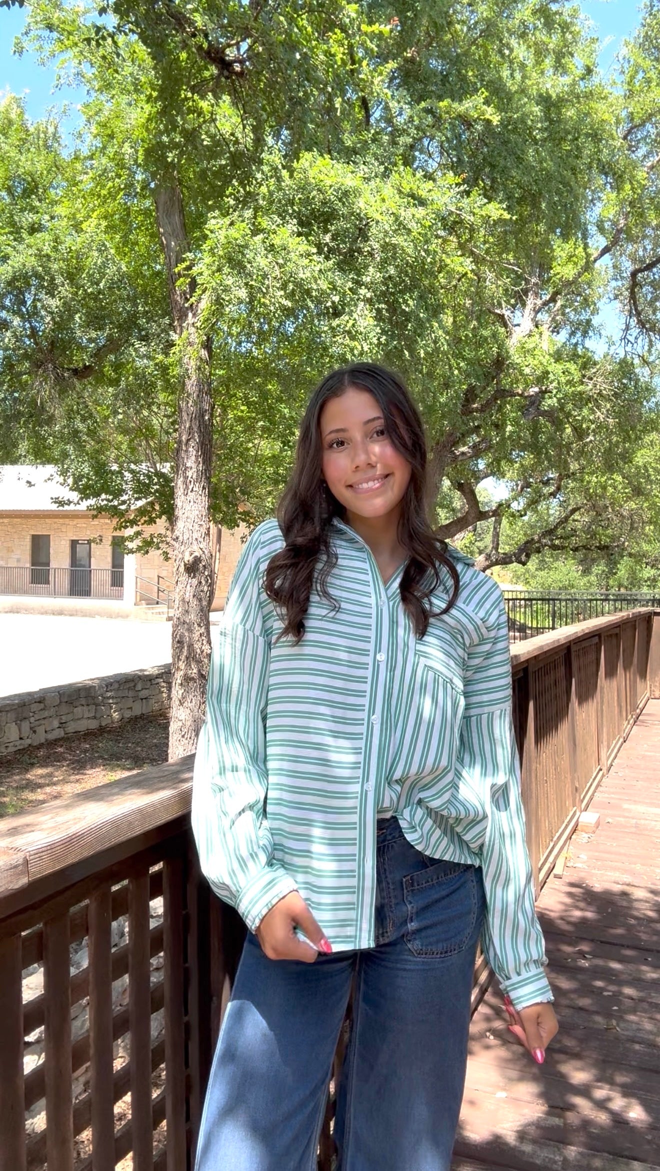 H&T Cactus Green Oversized Button Down