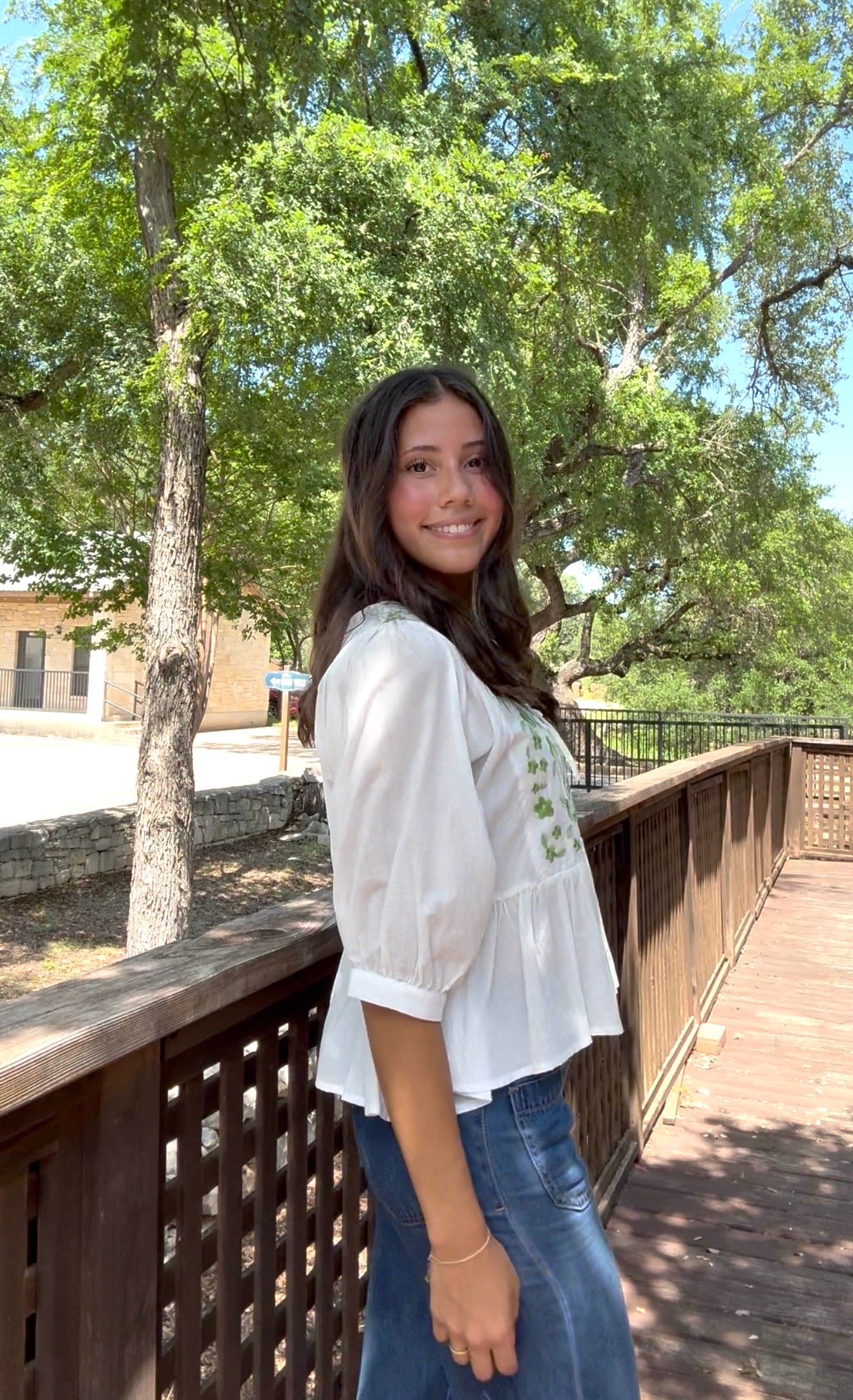 Oddi White/Green Embroidered Shirt - Petticoat Junction