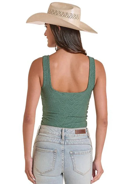 Rock&Roll Teal Eyelet Tank Top