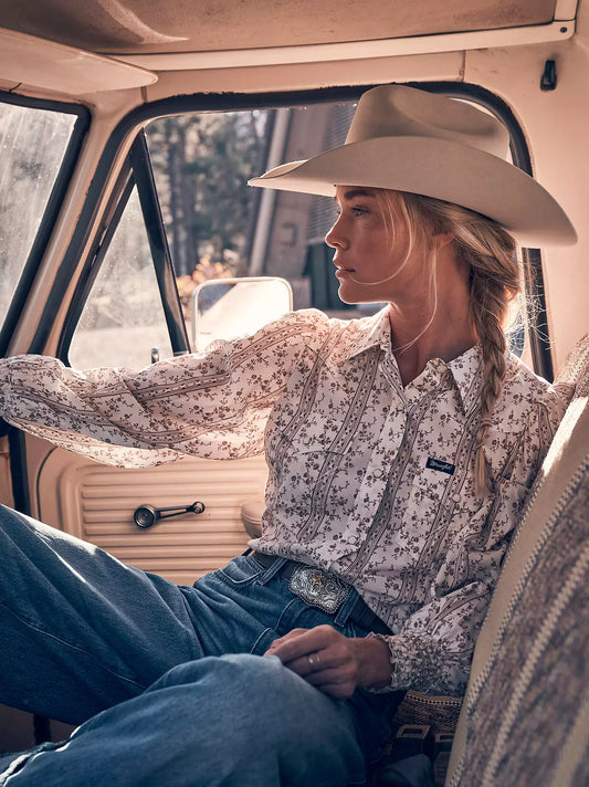 Wrangler Smocked Sleeve Snap Blouse - Petticoat Junction